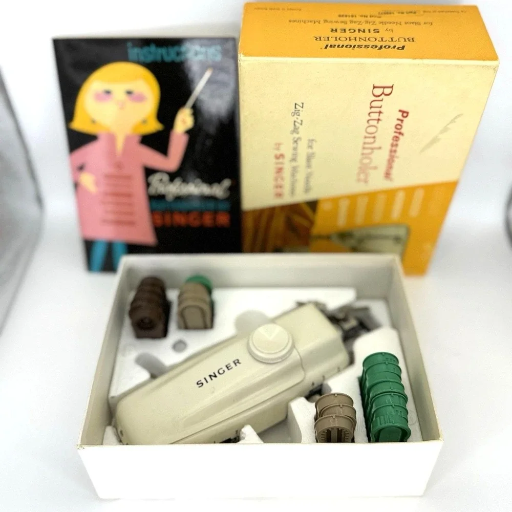 Vintage 1967 Singer‎ Professional Buttonholer Slant Needle Attachment NOS